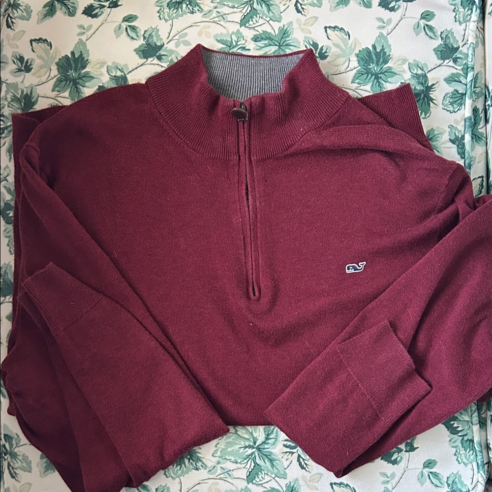 Vineyard Vines Men's Burgundy Zip-Up Sweater